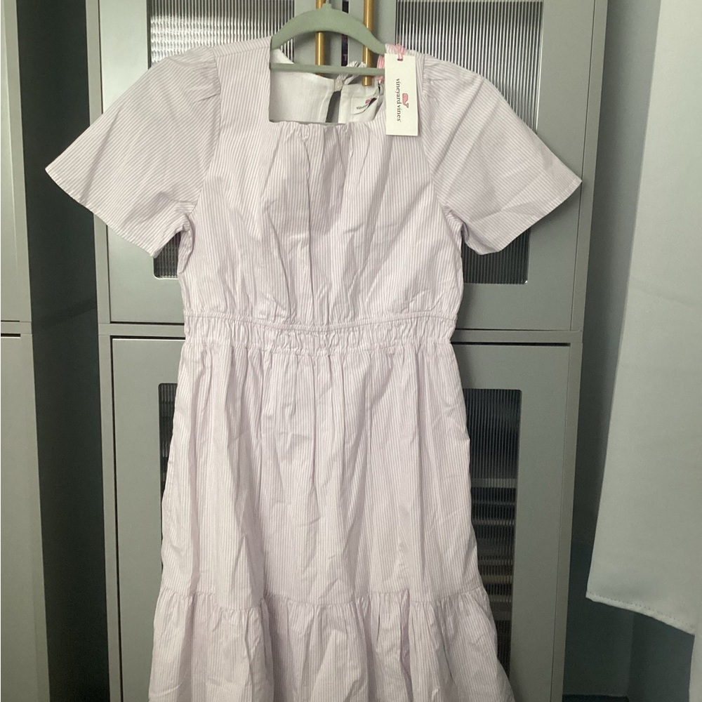 Vineyard Vines Light Purple Striped Kids Casual Dress